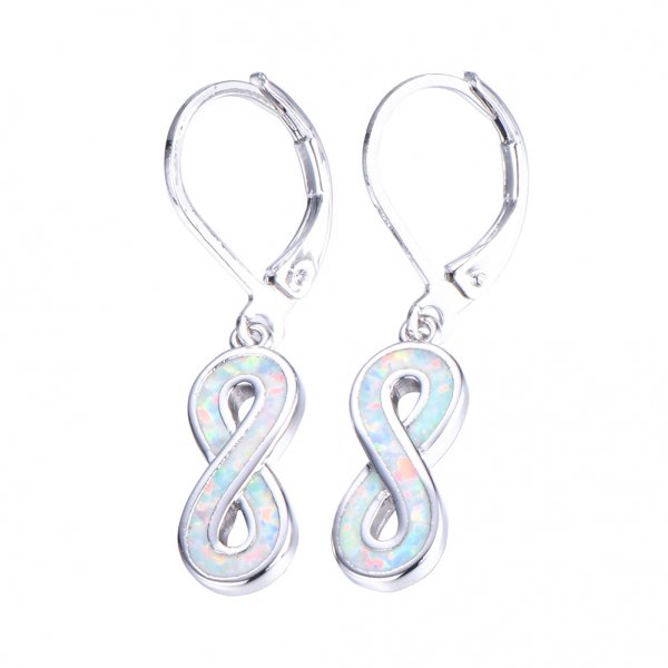 White Opal Figure 8 Earrings