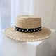 Pearl Straw Big Brimmed Hat Seaside Vacation Beach Hat