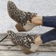 Women's Retro Boots Fashion Leopard Print Shoes Pointed Toe Square Heel Ankle Boots