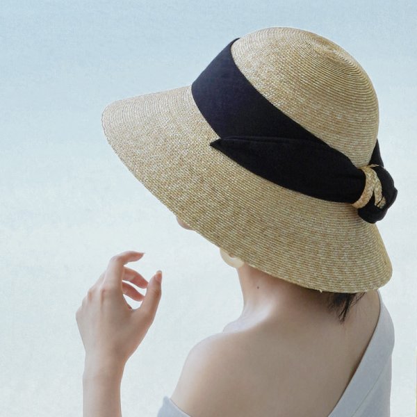 Women's Summer Dome Bow Ribbon Straw Hat