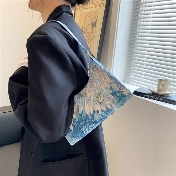 Oil Painting One-shoulder Underarm Crossbody Bag Women's Shoulder Bag Casual Color Zipper Handbags