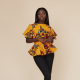 African Women's Digital Printed Short Sleeve Lace New Top