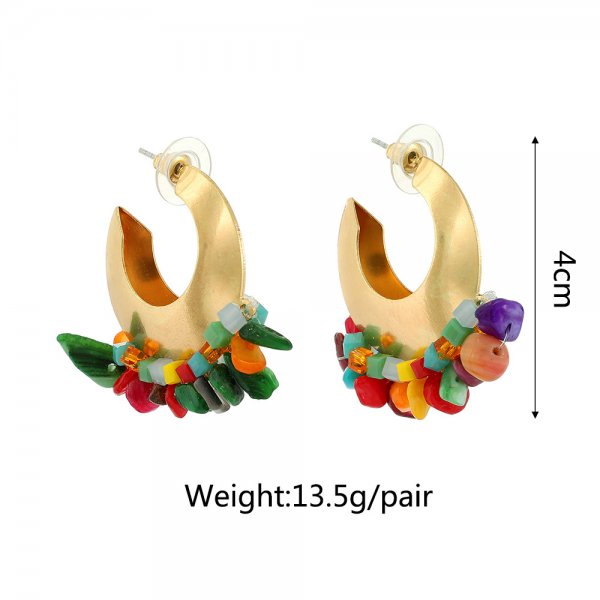 Fashion Personality Earrings Inlaid Colorful Stone Jewelry