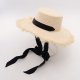 Raffia Tie Flat Top Frayed Straw Hat