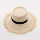Raffia Tie Flat Top Frayed Straw Hat