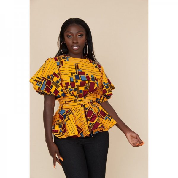 African Women's Digital Printed Short Sleeve Lace New Top