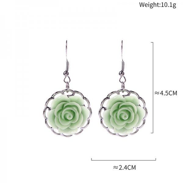 Emerald Flower Hollow Alloy Earrings